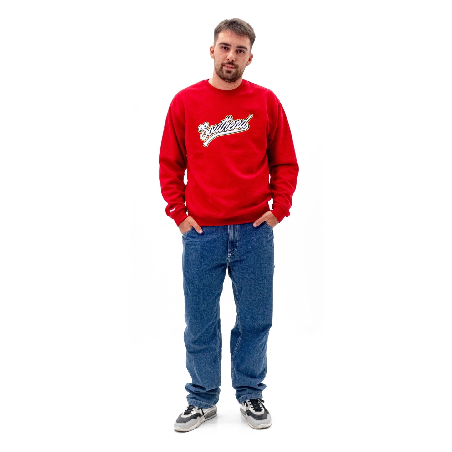 Baseball Logo Crewneck Red - Southend Apparel