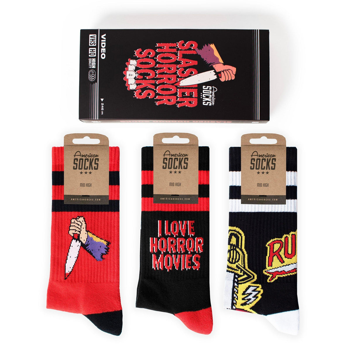 American Socks Gift Box Slasher VHS Mid High