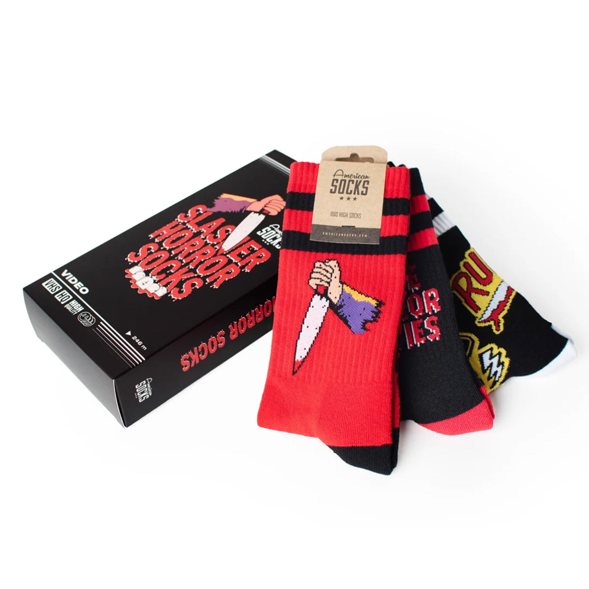 American Socks Gift Box Slasher VHS Mid High