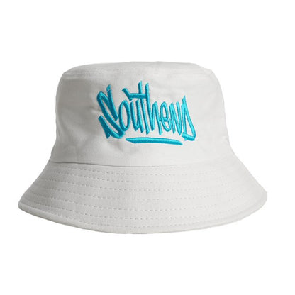 White "Southend" Tag Bucket Hat - Southend Apparel